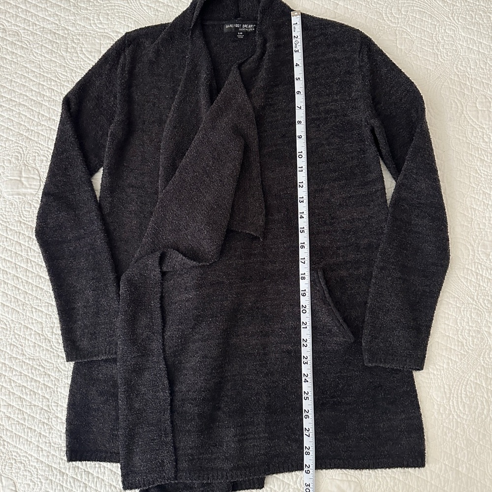 Barefoot Dreams Gray CozyChic Light Island Wrap Cardigan Sweater Sz S/M - Picture 5 of 12